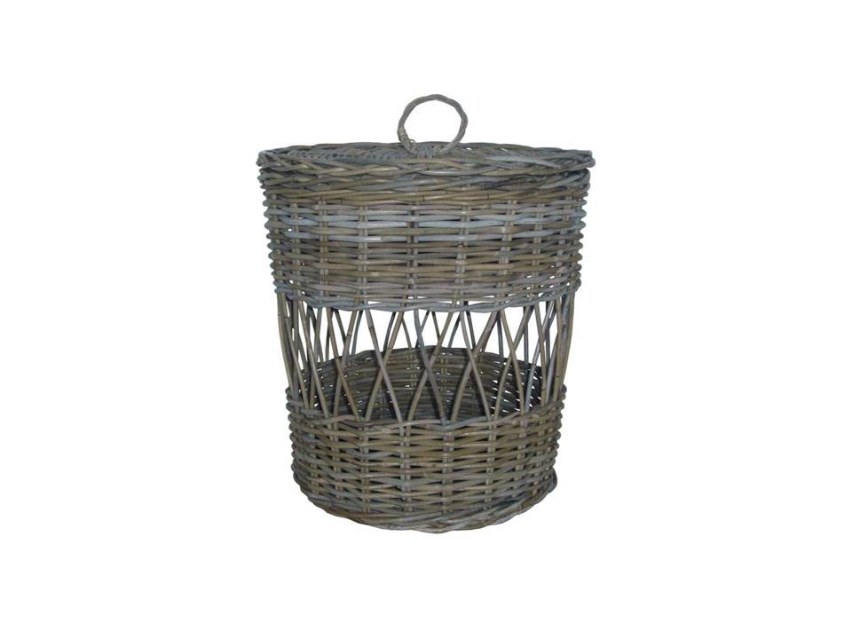 Grey Round Rattan Basket